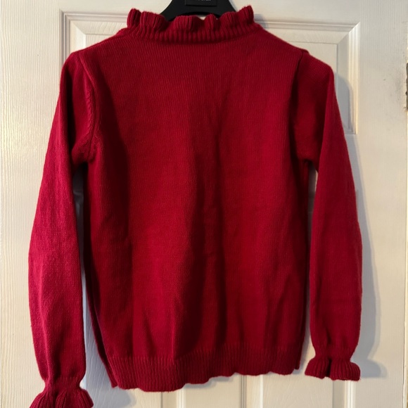 Red Ruffled Buttoned Sweater - Picture 3 of 5